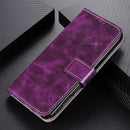 For iPhone SE 2022 / SE 2020 Vintage Crazy Horse PU + + Left and Right Leather Case with Photo Frame & Bracket & Front and Back Buckle(Purple)