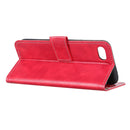 For iPhone SE 2022 / SE 2020 Vintage Crazy Horse PU + + Left and Right Leather Case with Photo Frame & Bracket & Front and Back Buckle(Red)