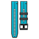 For Garmin Fenix 7 Vertical Stripes Two-color Silicone Watch Band(Sky Blue Black)