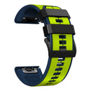For Garmin Fenix 7X Vertical Stripes Two-color Silicone Watch Band(Limes Dark Blue)