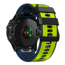 For Garmin Fenix 7X Vertical Stripes Two-color Silicone Watch Band(Limes Dark Blue)