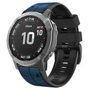 For Garmin Fenix 7X Vertical Stripes Two-color Silicone Watch Band(Dark Blue Black)