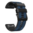 For Garmin Fenix 7X Vertical Stripes Two-color Silicone Watch Band(Dark Blue Black)