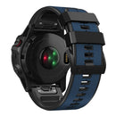 For Garmin Fenix 7X Vertical Stripes Two-color Silicone Watch Band(Dark Blue Black)