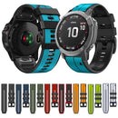 For Garmin Fenix 7X Vertical Stripes Two-color Silicone Watch Band(Limes Dark Blue)
