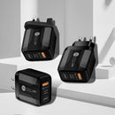 25W PD Type-C + QC3.0 USB Ports Travel Charger, Plug Type:EU Plug(Black)