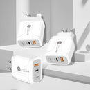 25W PD Type-C + QC3.0 USB Ports Travel Charger, Plug Type:EU Plug(White)