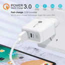 25W PD Type-C + QC3.0 USB Ports Travel Charger, Plug Type:EU Plug(White)