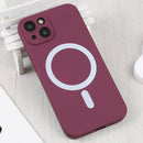 For iPhone 14 Liquid Silicone Magsafe Phone Case (Wine Red)