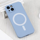 For iPhone 14 Plus Liquid Silicone Magsafe Phone Case (Gray Blue)