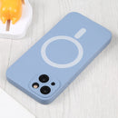 For iPhone 14 Plus Liquid Silicone Magsafe Phone Case (Gray Blue)