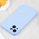 For iPhone 14 Plus Liquid Silicone Magsafe Phone Case (Light Blue)
