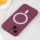 For iPhone 14 Plus Liquid Silicone Magsafe Phone Case (Wine Red)