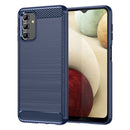 For Samsung Galaxy A04s Brushed Texture Carbon Fiber TPU Case(Blue)
