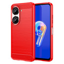 For Asus Zenfone 9 Brushed Texture Carbon Fiber TPU Case(Red)
