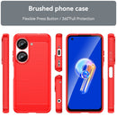 For Asus Zenfone 9 Brushed Texture Carbon Fiber TPU Case(Red)