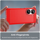For Asus Zenfone 9 Brushed Texture Carbon Fiber TPU Case(Red)