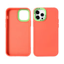For iPhone 14 Plus Color Contrast Lens Frame TPU Phone Case (Black+Rose Red)