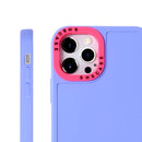 For iPhone 14 Plus Color Contrast Lens Frame TPU Phone Case (Sky Blue+Rose Red)