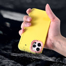 For iPhone 14 Plus Color Contrast Lens Frame TPU Phone Case (Black+Rose Red)