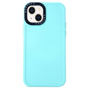 For iPhone 14 Black Lens Frame TPU Phone Case (Lake Blue)
