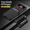 For Samsung Galaxy Z Flip4 Litchi Texture Leather Hinged Electroplated Phone Case with Pen(Black)