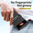 For Samsung Galaxy Z Flip4 Litchi Texture Leather Hinged Electroplated Phone Case with Pen(Black)