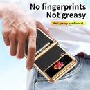 For Samsung Galaxy Z Flip4 Litchi Texture Leather Hinged Electroplated Phone Case with Pen(Black Gold)