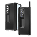 For Samsung Galaxy Z Fold4 Litchi Pattern Magnetic Shell Film Integrated Shockproof Phone Case(Black)