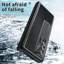 For Samsung Galaxy Z Fold4 Litchi Pattern Magnetic Shell Film Integrated Shockproof Phone Case(Black)