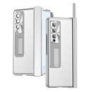 For Samsung Galaxy Z Fold4 Litchi Pattern Magnetic Shell Film Integrated Shockproof Phone Case(Silver)