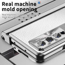 For Samsung Galaxy Z Fold4 Litchi Pattern Magnetic Shell Film Integrated Shockproof Phone Case(Silver)