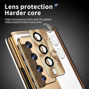 For Samsung Galaxy Z Fold4 Litchi Pattern Magnetic Shell Film Integrated Shockproof Phone Case(Silver Gold)