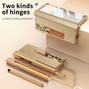 For Samsung Galaxy Z Fold4 Litchi Pattern Magnetic Shell Film Integrated Shockproof Phone Case(Gold)