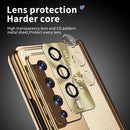 For Samsung Galaxy Z Fold4 Litchi Pattern Magnetic Shell Film Integrated Shockproof Phone Case(Gold)