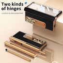 For Samsung Galaxy Z Fold4 Litchi Pattern Magnetic Shell Film Integrated Shockproof Phone Case(Black Gold)