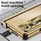 For Samsung Galaxy Z Fold4 Litchi Pattern Magnetic Shell Film Integrated Shockproof Phone Case(Champagne Gold)