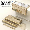 For Samsung Galaxy Z Fold4 Litchi Pattern Magnetic Shell Film Integrated Shockproof Phone Case(Champagne Gold)