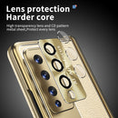 For Samsung Galaxy Z Fold4 Litchi Pattern Magnetic Shell Film Integrated Shockproof Phone Case(Champagne Gold)