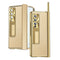 For Samsung Galaxy Z Fold4 Litchi Pattern Magnetic Shell Film Integrated Shockproof Phone Case(Champagne Gold)
