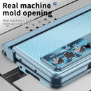 For Samsung Galaxy Z Fold4 Litchi Pattern Magnetic Shell Film Integrated Shockproof Phone Case(Far Peak Blue)