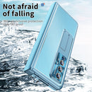 For Samsung Galaxy Z Fold4 Litchi Pattern Magnetic Shell Film Integrated Shockproof Phone Case(Far Peak Blue)