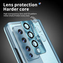 For Samsung Galaxy Z Fold4 Litchi Pattern Magnetic Shell Film Integrated Shockproof Phone Case(Far Peak Blue)