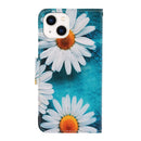 For iPhone 14 3D Colored Drawing Flip Leather Phone Case (Daisy)