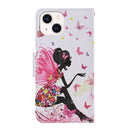 For iPhone 14 3D Colored Drawing Flip Leather Phone Case (Dance Girl)