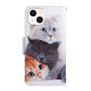 For iPhone 14 3D Colored Drawing Flip Leather Phone Case (3 cats)