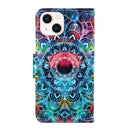For iPhone 14 3D Colored Drawing Flip Leather Phone Case (Mandala)