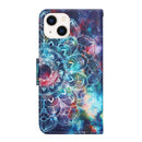 For iPhone 14 3D Colored Drawing Flip Leather Phone Case (Star Mandala)