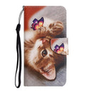 For iPhone 14 3D Colored Drawing Flip Leather Phone Case (Butterfly Cat)