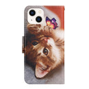 For iPhone 14 3D Colored Drawing Flip Leather Phone Case (Butterfly Cat)